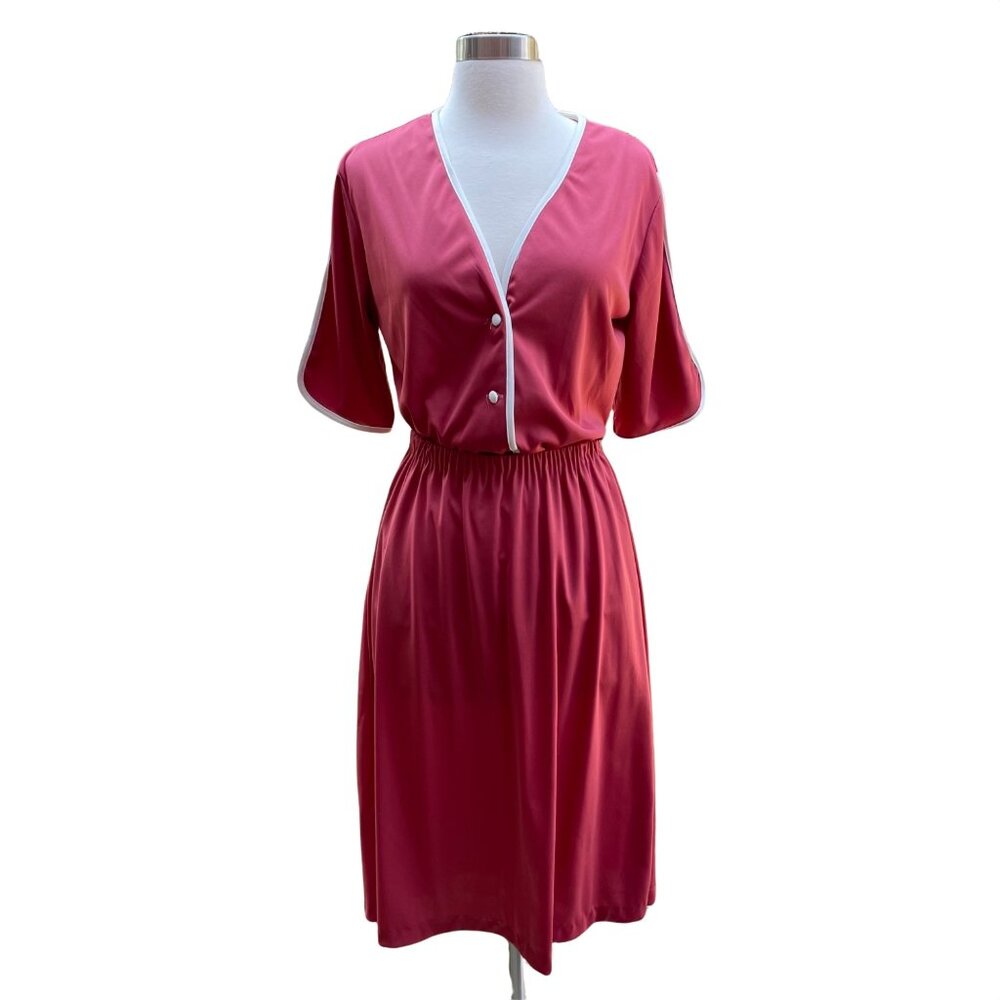 Vintage Sears Skirt Set Size Small Button Front V-neckline Short Sleeve Burgundy - Picture 7 of 7